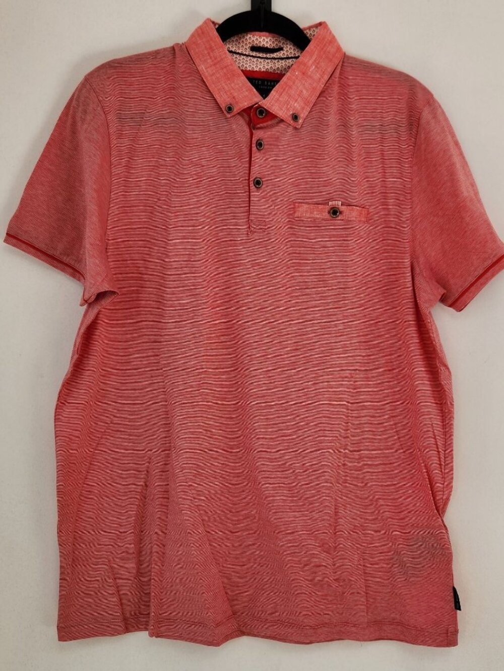Ted Baker London Short Sleeve Polo Shirt Casual Golfing Red Pink Men's L (5)
